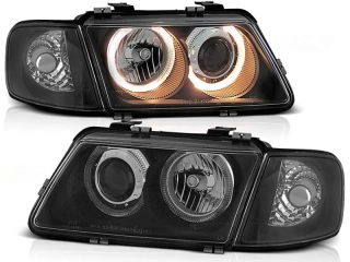 PŘEDNÍ SVĚTLOMETY AUDI A3 8L, 1996-2000, ANGEL EYES, ČERNÉ BLACK
