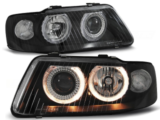 PŘEDNÍ SVĚTLOMETY AUDI A3, 2000-2003, ANGEL EYES, ČERNÉ BLACK 