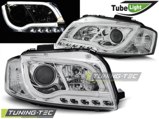 PŘEDNÍ SVĚTLA AUDI A3 8P, 2003-2008, TUBE NEON LED LIGHT, CHROM 