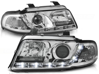 PŘEDNÍ SVĚTLA AUDI A4, 1999-2000, FACELIFT, LED DAYLIGHT, CHROM 