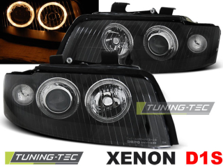 PŘEDNÍ SVĚTLOMETY AUDI A4, 2001-2004, ANGEL EYES, XENON D1S, ČERNÉ BLACK