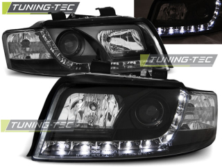 PŘEDNÍ SVĚTLOMETY AUDI A4, 2001-2004, LED DAYLIGHT, ČERNÉ BLACK 