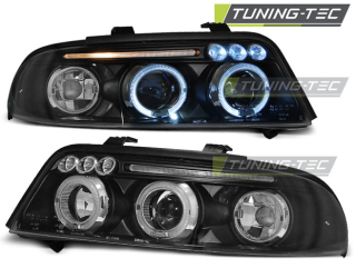 PŘEDNÍ SVĚTLOMETY AUDI A4, 1999-2000, FACELIFT, ANGEL EYES, ČERNÉ BLACK + 3XLED