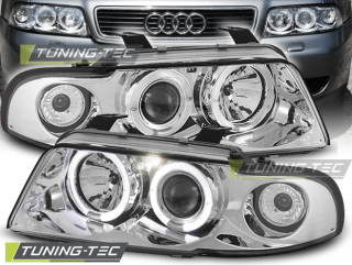PŘEDNÍ SVĚTLA AUDI A4, 1995-1998, ANGEL EYES, CHROM