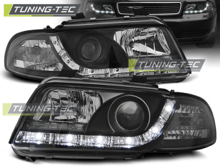 PŘEDNÍ SVĚTLOMETY AUDI A4, 1995-1998, LED DAYLIGHT, ČERNÉ BLACK 