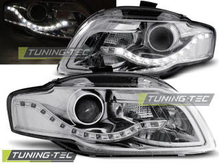 PŘEDNÍ SVĚTLA AUDI A4 B7, 2004-2008, LED DAYLIGHT, CHROM