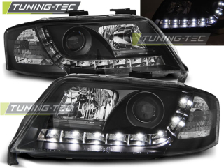 PŘEDNÍ SVĚTLOMETY AUDI A6, 1997-2001, LED DAYLIGHT, ČERNÉ BLACK 