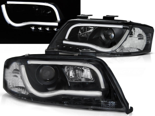 PŘEDNÍ SVĚTLOMETY AUDI A6, 1997-2001, TUBE NEON LED LIGHT, ČERNÉ BLACK