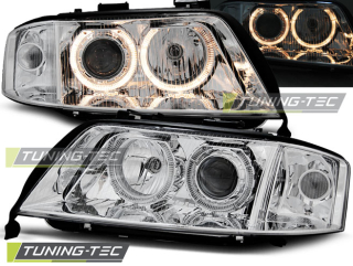 PŘEDNÍ SVĚTLA AUDI A6, 1999-2001, ANGEL EYES, CHROM