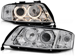 Přední světla Audi A6 2001-2004 - chrom Angel Eyes XENON D2S