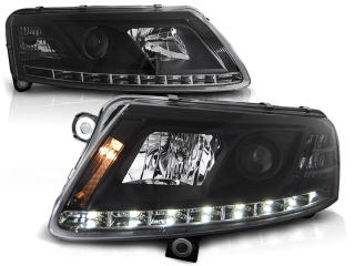 Přední světlomety Audi A6, 2004-2008, LED Daylight XENON D2S, černé black s homologací LED pásku