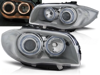 PŘEDNÍ SVĚTLA BMW 1 E87, E81, 2004-2007, ANGEL EYES, CHROM