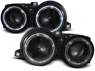 Přední světlomety, světla, lampy BMW E30, 1982-1994, Angel Eyes, černé black CCFL kroužky LPBM18