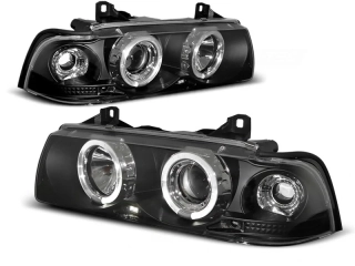 Přední světla BMW E36 1991-1998 Angel Eyes - sedan, compact, touring - černé
