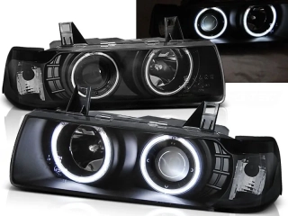 PŘEDNÍ SVĚTLOMETY BMW E36, 1991-1998, ANGEL EYES, ČERNÉ BLACK, SEDAN, COMPACT, TOURING