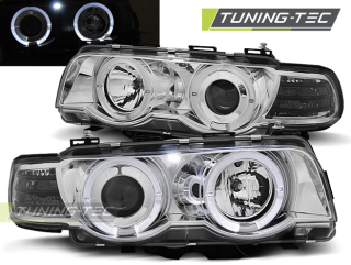 PŘEDNÍ SVĚTLA BMW E38, 1998-2001, ANGEL EYES, CHROM 