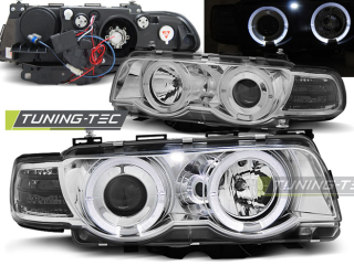 PŘEDNÍ SVĚTLA BMW E38, 1998-2001, ANGEL EYES, CHROM XENON