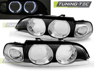BMW E39 09.95-08.00 kompletní kryty Angel Eyes Chrome - bez čoček D2S/H7 