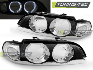 BMW E39 09.95-08.00 kompletní kryty Angel Eyes Chrome - bez čoček H7/H7 