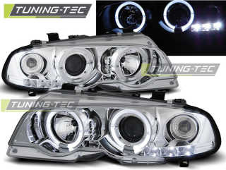 PŘEDNÍ SVĚTLA BMW E46 COUPE, 1999-2003, ANGEL EYES, CHROM, MANUÁL