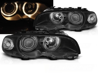Přední světla BMW E46 Coupe Cabrio 99-01 Angel Eyes - černé