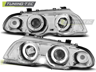 PŘEDNÍ SVĚTLA BMW E46 SEDAN TOURING, 1998-2001, ANGEL EYES, CHROM, MANUÁL