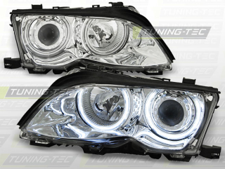 Přední světla BMW E46 01-05 Angel Eyes CCFL - chrom 