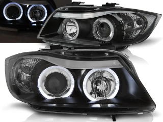 PŘEDNÍ SVĚTLA BMW E90, E91, 2005-2008, ANGEL EYES, ČERNÉ BLACK