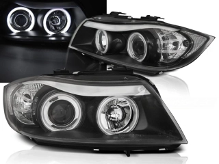 Přední světla BMW E90, E91 03.05-08.08 Angel Eyes CCFL - černé H7+H1