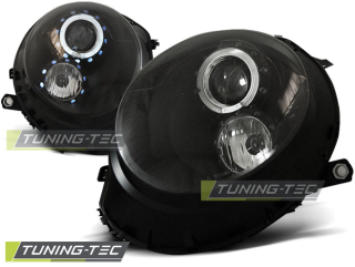 PŘEDNÍ SVĚTLOMETY, SVĚTLA, LAMPY MINI COOPER, 2006-2014, ANGEL EYES, ČERNÉ BLACK, S MOTORKEM