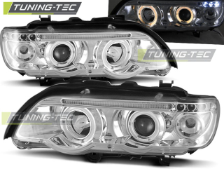 PŘEDNÍ SVĚTLA LAMPY BMW X5, 1999-2003, ANGEL EYES, CHROM, DIODY