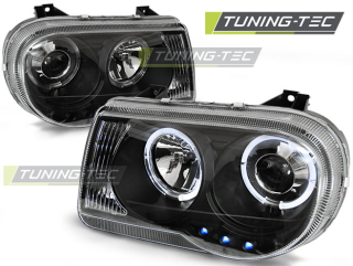 PŘEDNÍ SVĚTLOMETY CHRYSLER 300C, 2005-2010, ANGEL EYES, ČERNÉ BLACK