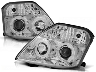 Přední světla Citroen C2, 2003-2010, Angel Eyes, chrom 