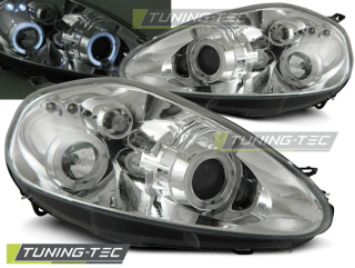 PŘEDNÍ SVĚTLA FIAT GRANDE PUNTO, 2005-2008, ANGEL EYES, CHROM