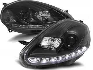 PŘEDNÍ SVĚTLA, FIAT GRANDE PUNTO, 2005-2008, LED DAYLIGHT, ČERNÉ BLACK 