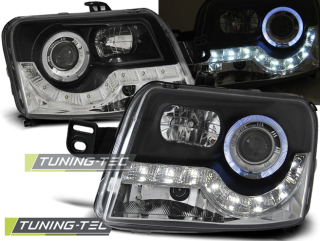 PŘEDNÍ SVĚTLOMETY, SVĚTLA, LAMPY FIAT PANDA, 2003-, LED DAYLIGHT, ČERNÉ BLACK