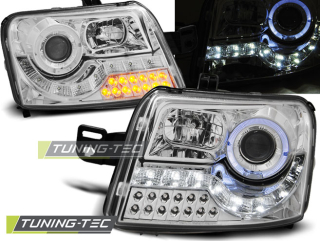 PŘEDNÍ SVĚTLA FIAT PANDA, 2003-, LED DAYLIGHT, CHROM S LED BLINKREM