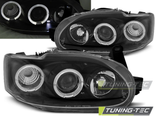 PŘEDNÍ SVĚTLOMETY, SVĚTLA, LAMPY FORD ESCORT MK7, 1995-2000, ANGEL EYES, ČERNÉ BLACK