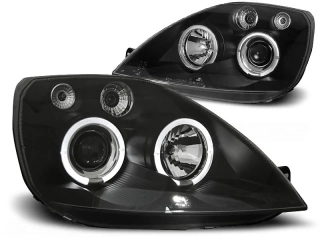 Přední světla Ford Fiesta MK6 02-05 Angel Eyes - černé