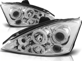 PŘEDNÍ SVĚTLA FORD FOCUS 1, 1998-2001, ANGEL EYES, CHROM