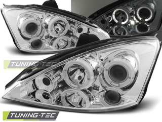 PŘEDNÍ SVĚTLA FORD FOCUS 1, 2001-2004, ANGEL EYES, CHROM
