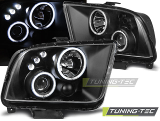 PŘEDNÍ SVĚTLOMETY, SVĚTLA, LAMPY FORD MUSTANG, 2004-2009, ANGEL EYES, ČERNÉ BLACK