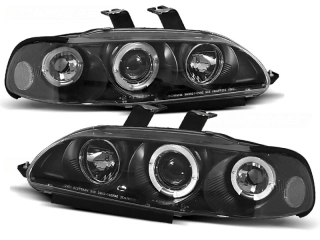 Přední světlomety, světla, lampy Honda Civic, 1991-1995, 4dveř., Angel Eyes, černé black