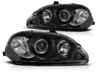 Přední světla Honda Civic 09.95-02.99 Angel Eyes - černé