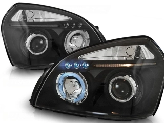 PŘEDNÍ SVĚTLA, SVĚTLOMETY, LAMPY HYUNDAI TUCSON, 2004-2010, ANGEL EYES, ČERNÉ BLACK