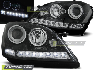 PŘEDNÍ SVĚTLA MERCEDES ML, W164, 2005-2007, LED DAYLIGHT, ČERNÁ BLACK 