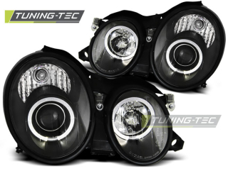 PŘEDNÍ SVĚTLA MERCEDES W208, CLK, 1997-2002, ANGEL EYES, ČERNÁ BLACK