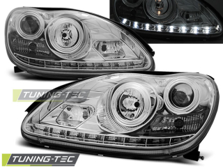 PŘEDNÍ SVĚTLA MERCEDES W220, S-CLASE, 1998-2005, LED DAYLIGHT, CHROM