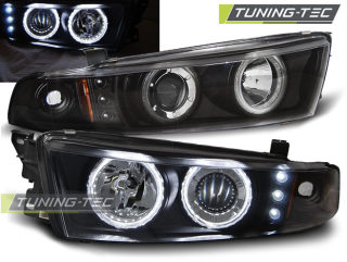 Přední světla Mitsubishi Galant 8 (EA0) 96-06 Angel Eyes CCFL - černé